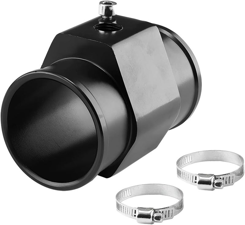 Osilly Car Water Temp Joint Pipe, 26mm Aluminum Automatic Temperature Gauge Adapter with 2 Hose Clamps 1 Screw, Radiator Sensor Connector for Vehicle Meter, DEPO and VDO, Universal Fit - Image 1